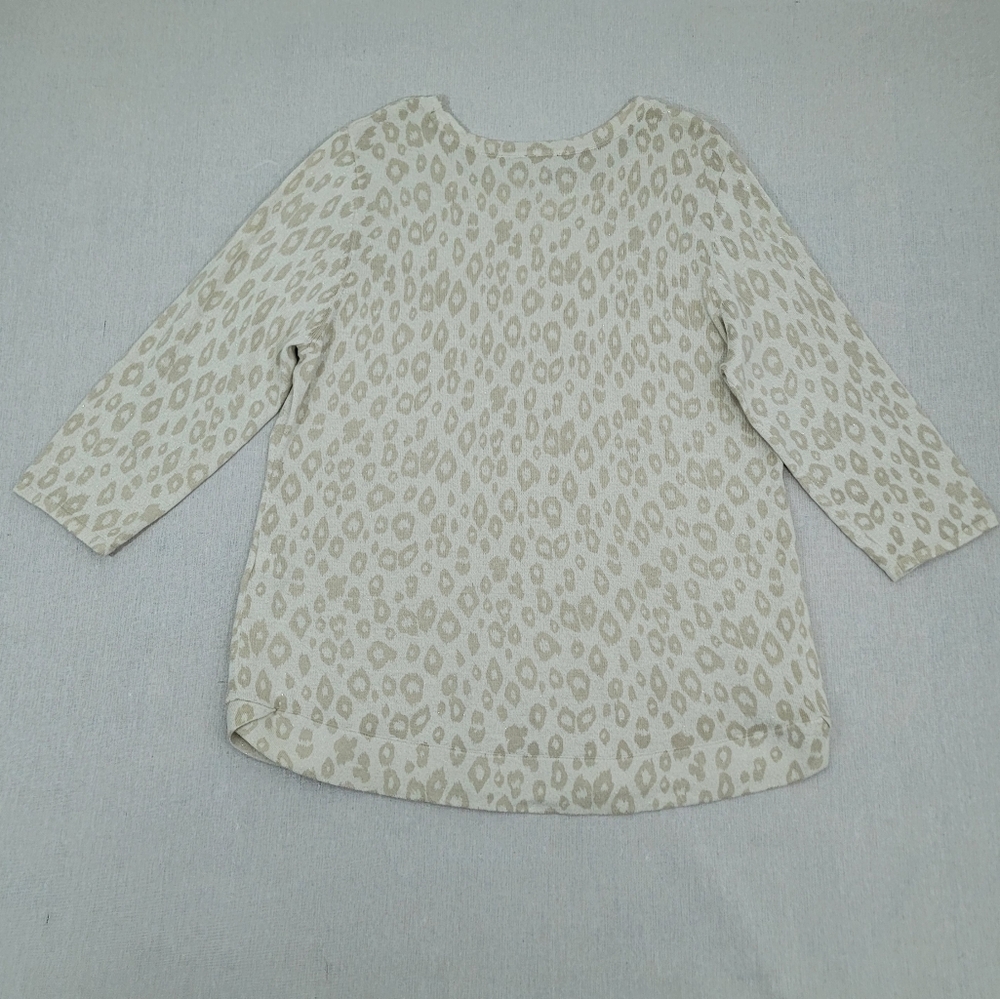 Chico's Size L Soft-Stretchy Rayon Blend Animal Cheetah Print 3/4 Sleeves